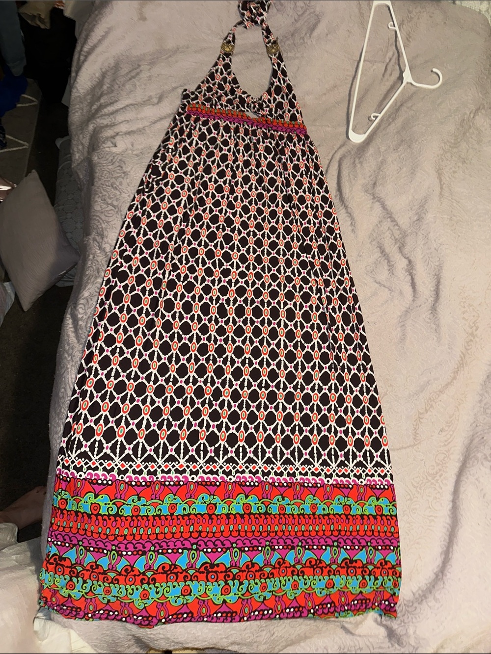 Trina Turk Black Maxi Dress with Bright Multicolor Border